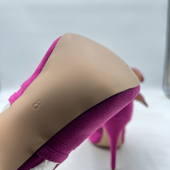 XYD Purple Peep Toe Ankle Boot Dual Buckled Straps Stiletto Heels Cutout Sandal - Picture 6 of 8